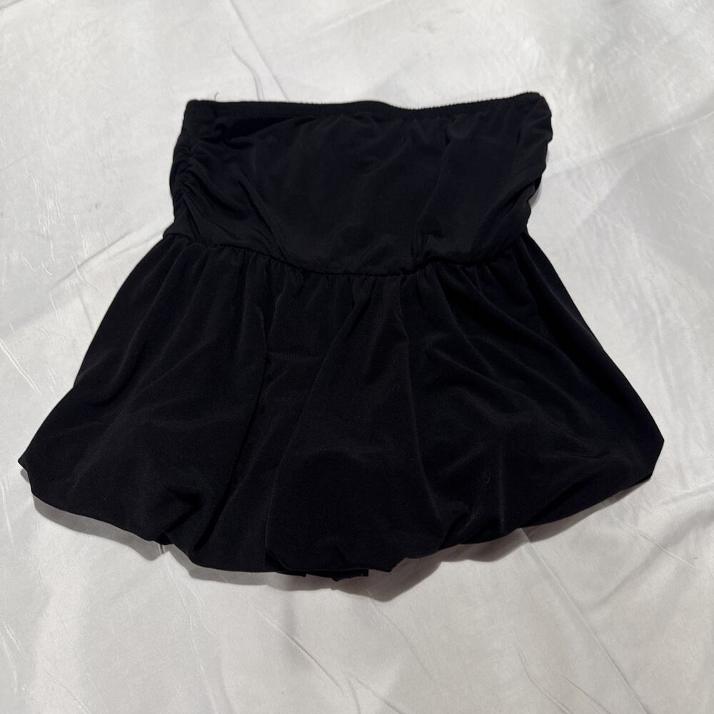 Just Polly NY Women's M Black Ruched Bubble Tube Top Strapless Stretch